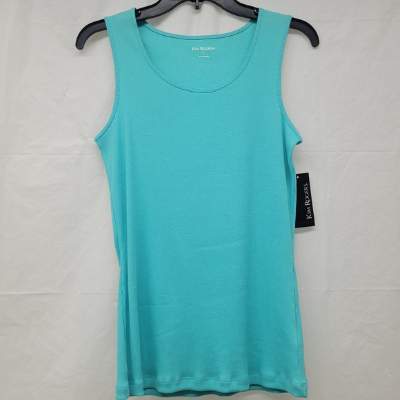 Aqua Blue Ribbed Tank Top - Picture 1 of 6